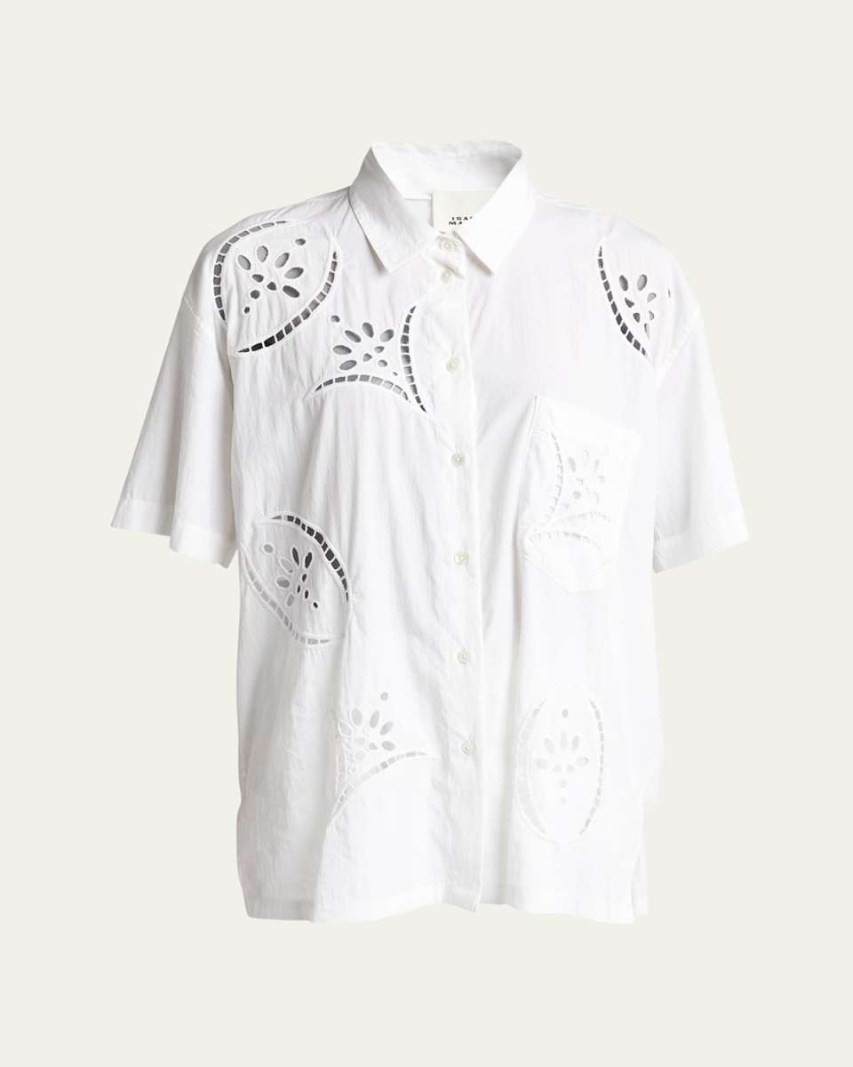 Bilya Broderie Anglaise Short-Sleeve Collared Shirt